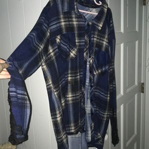 flannel worth black lace at bottom of sleeves